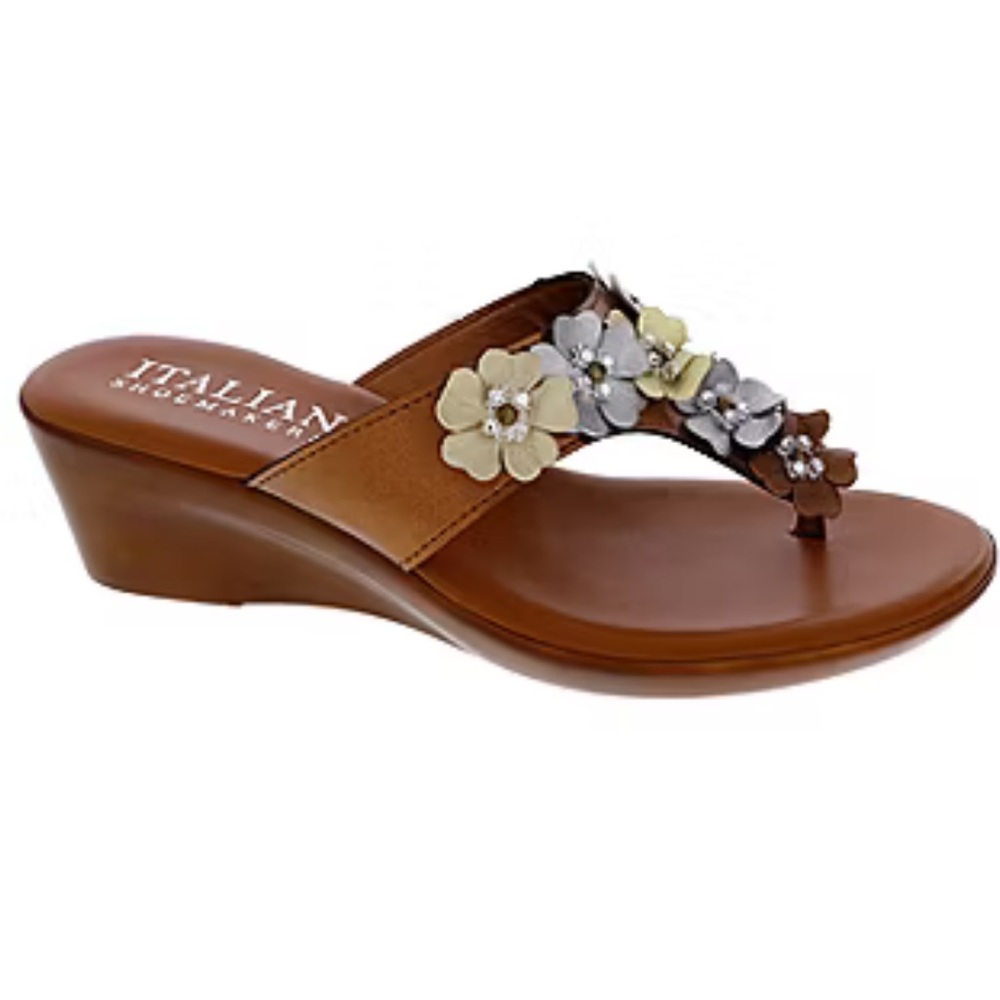 NIB Women's Size 8 M Italian Shoemakers Zane Metallic Sandals